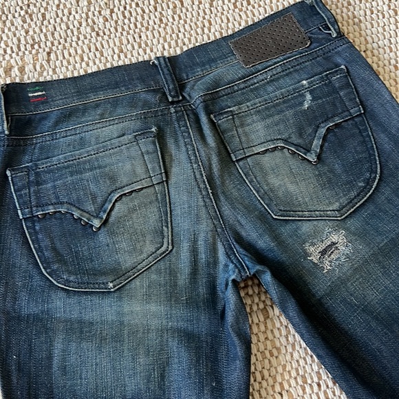Diesel Liv Stretch 26x34 Womens Distressed Blue Jean Stud Pockets - Picture 5 of 9